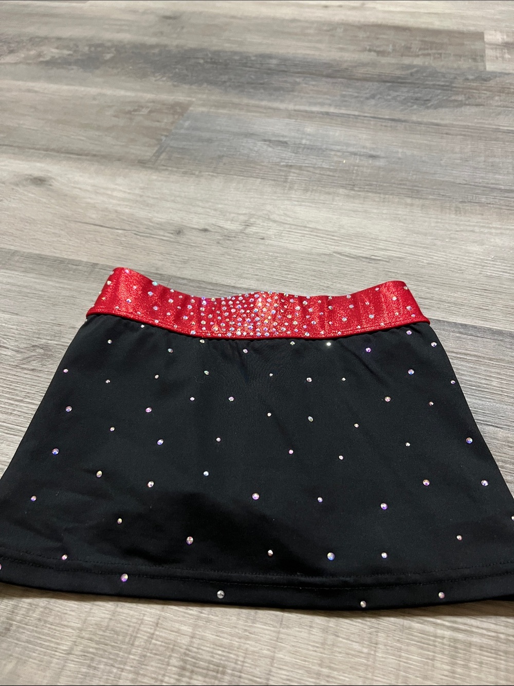 Rebel Athletic black skirt with rhinestones built in briefs and metallic red YM - Picture 3 of 8
